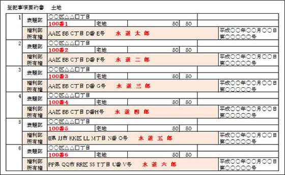 (イメージ)登記事項要約書の写し