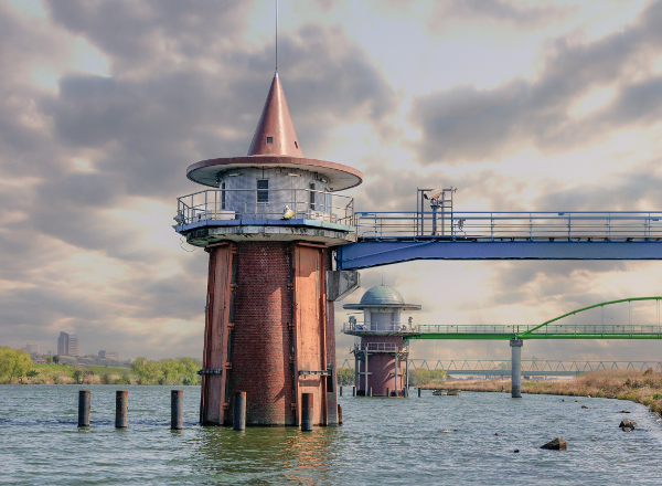 金町浄水場の取水塔