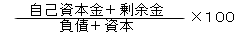 算出式　負債＋資本分の自己資本金＋余剰金掛ける１００
