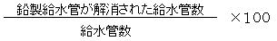 鉛製給水管が解消された給水管数　分の　給水管数　かける　１００